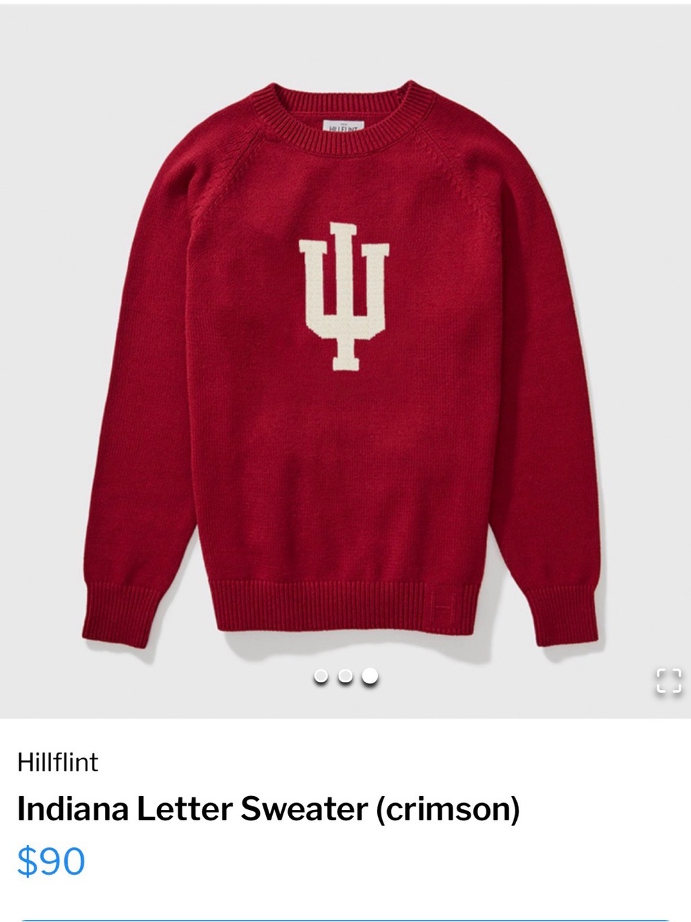 Hillflint Crimson Indiana Letter Crewneck Sweater
